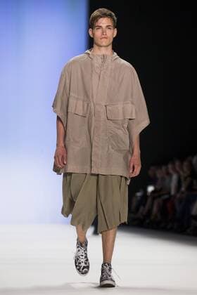 A model walks the runway at the Julian Zigerli show during the Mercedes-Benz Fashion Week Berlin Spring Summer 2017 at Erika Hess Eisstadion in Berlin, Germany on July 1st, 2016.  - ZUMAn230
