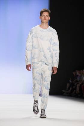 A model walks the runway at the Julian Zigerli show during the Mercedes-Benz Fashion Week Berlin Spring Summer 2017 at Erika Hess Eisstadion in Berlin, Germany on July 1st, 2016.  - ZUMAn230