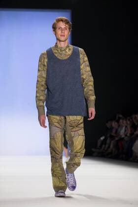 A model walks the runway at the Julian Zigerli show during the Mercedes-Benz Fashion Week Berlin Spring Summer 2017 at Erika Hess Eisstadion in Berlin, Germany on July 1st, 2016.  - ZUMAn230