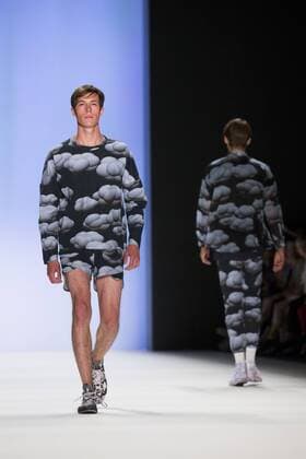 A model walks the runway at the Julian Zigerli show during the Mercedes-Benz Fashion Week Berlin Spring Summer 2017 at Erika Hess Eisstadion in Berlin, Germany on July 1st, 2016.  - ZUMAn230