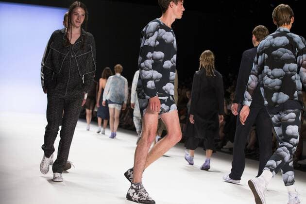 Models walk the runway at the Julian Zigerli show during the Mercedes-Benz Fashion Week Berlin Spring Summer 2017 at Erika Hess Eisstadion in Berlin, Germany on July 1st, 2016.  - ZUMAn230