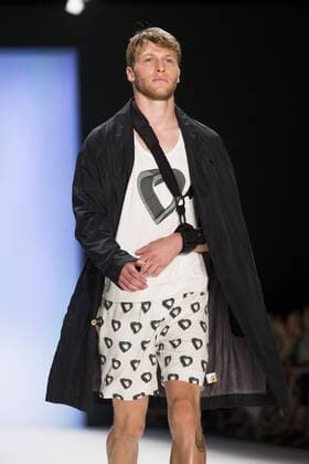 A model walks the runway at the Julian Zigerli show during the Mercedes-Benz Fashion Week Berlin Spring Summer 2017 at Erika Hess Eisstadion in Berlin, Germany on July 1st, 2016.  - ZUMAn230