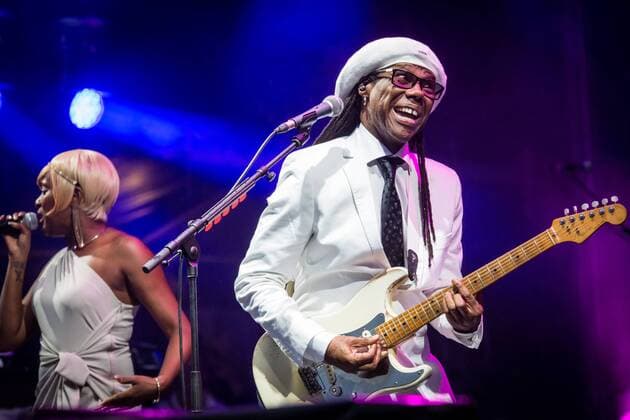 Chic Ft Nile Rodgers performing on stage on day one of the Couleur Cafe music festival at the Tour & Taxis site in Brussels, Friday 01 July 2016. The 27th edition of the festival is taking place from 1 to 3 Jult.  AURORExBELOT 04884195