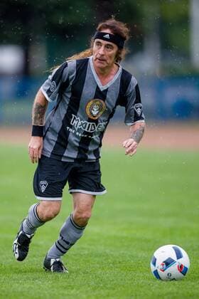 Wroclaw, Poland 02.07.2016 Steve Harris of Iron Maiden plays a friendly football match with the team of Wroclaw journalists  160702_1SB6660