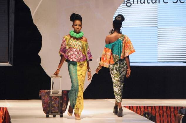 (160703) -- LAGOS, July 2, 2016 -- Models present creations during the Africa Fashion Week Nigeria 2016 in Lagos, Nigeria, on July 2, 2016. The Africa Fashion Week Nigeria 2016 kicked off here on Saturday. ) (cyc) NIGERIA-LAGOS-AFRICA FASHION WEEK ZhangxBaoping 