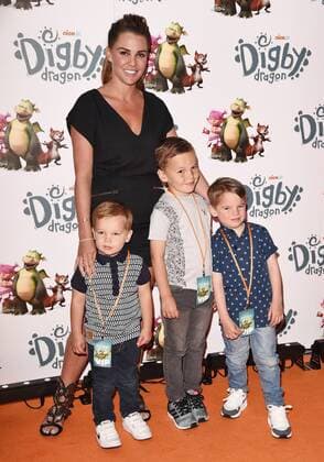 Digby Dragon World Premiere London.UK. Danielle Lloyd, George O Hara, Archie O Hara and Harry James O Hara at Digby Dragon World Premiere held at The Conservatory, Barbican Centre, London 2nd July 2016. LMK392-60800-030716. 
