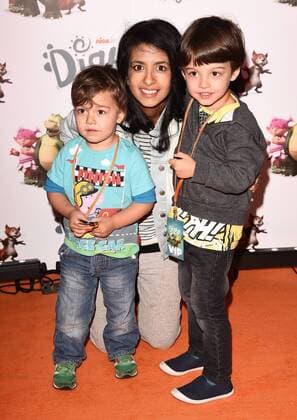 Digby Dragon World Premiere London.UK. Konnie Huq, Huxley and Covey at Digby Dragon World Premiere held at The Conservatory, Barbican Centre, London 2nd July 2016. LMK392-60800-030716. 