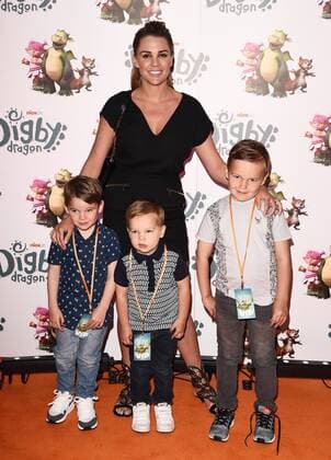 Digby Dragon World Premiere London.UK. Danielle Lloyd, George O Hara, Archie O Hara and Harry James O Hara at Digby Dragon World Premiere held at The Conservatory, Barbican Centre, London 2nd July 2016. LMK392-60800-030716. 
