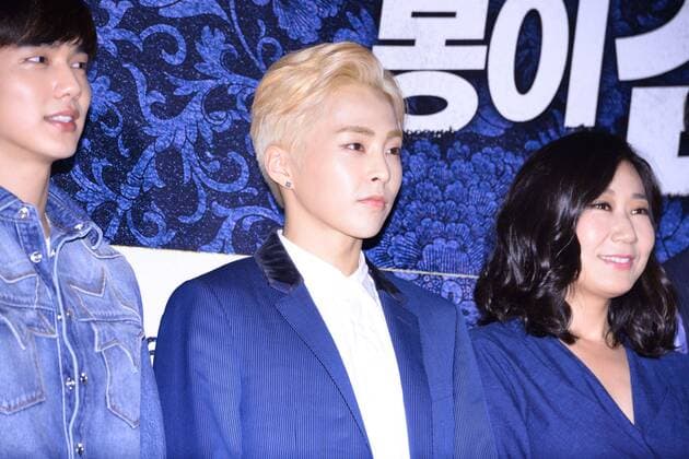 Seung-ho Yu,Jae-hyeon Jo,Jae-hyeon Jo,Mi-ran Ra and EXO member XIUMIN attend the vip premiere of Seondal: The Man who Sells the River in Seoul, Korea on 04th July, 2016.(China and Korea Rights Out)  2016070501631