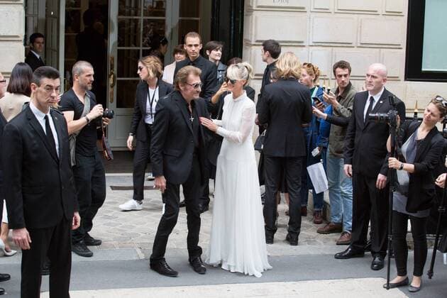 Johnny Hallyday, Laeticia Hallyday - Ankunft zur Modenschau von Dior - Haute Couture Herbst Winter 2016 2017 in Paris - 04 07 2016 