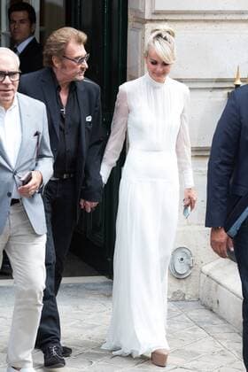 Johnny Hallyday, Laetitia Hallyday - Ankunft zur Modenschau von Dior - Haute Couture Herbst Winter 2016 2017 in Paris - 04 07 2016 