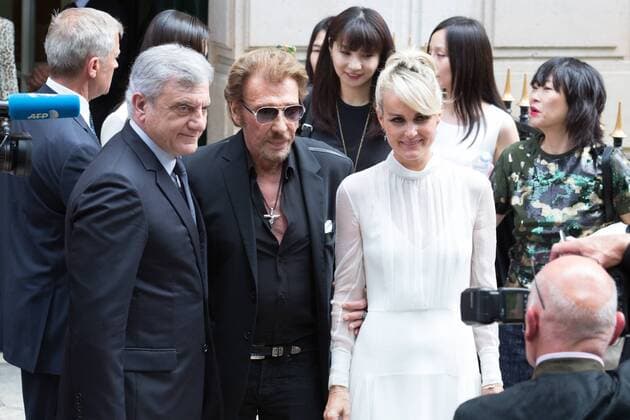 Sidney Toledano, Johnny Hallyday, Laetitia Hallyday - Ankunft zur Modenschau von Dior - Haute Couture Herbst Winter 2016 2017 in Paris - 04 07 2016 