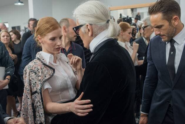 209246 Serge Arnal Starface 2016-07-05 Paris France Paris Fashion week. Defilé Haute Couture Automne Hiver 2016 Chanel. People. Lagerfeld, Karl; Chastain, Jessica  Copyright: xSergexArnalx xStarfacex STAR_209246_036