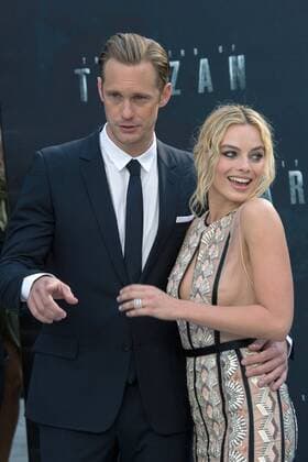 Swedish actor Alexander Skarsgard and Australian actress and model Margot Robbie attends The Legend of Tarzan European Premiere at the Odeon Leicester Square in London. JULY 5th 2016  JWNx162150