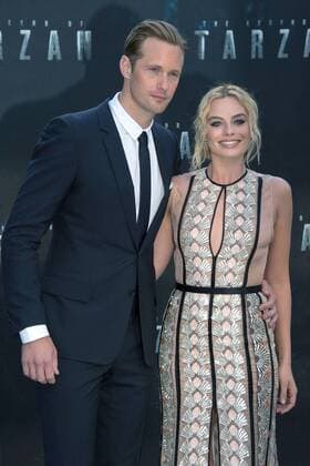 Swedish actor Alexander Skarsgard and Australian actress and model Margot Robbie attends The Legend of Tarzan European Premiere at the Odeon Leicester Square in London. JULY 5th 2016  JWNx162150