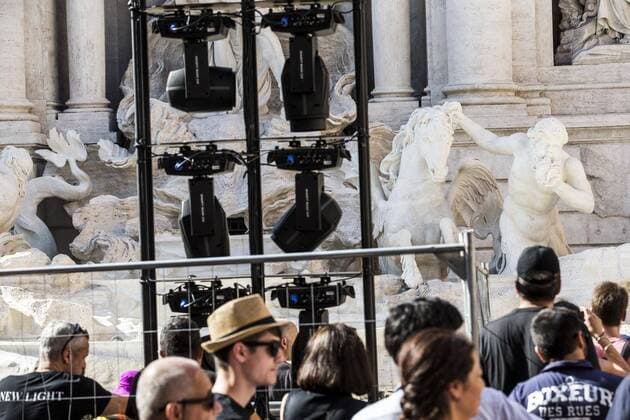 Rome, Trevi Fountain installation fashion show of Fendi  Roma