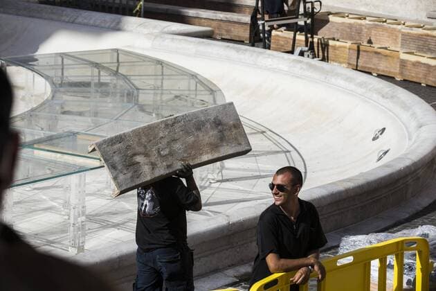 Rome, Trevi Fountain installation fashion show of Fendi  Roma