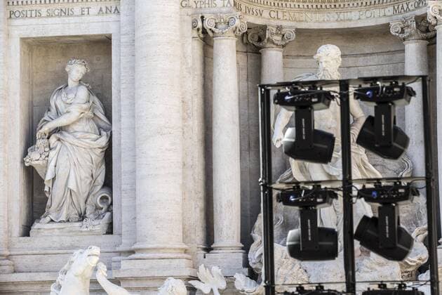 Rome, Trevi Fountain installation fashion show of Fendi  Roma