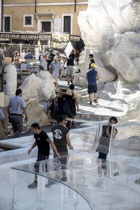 Rome, Trevi Fountain installation fashion show of Fendi  Roma