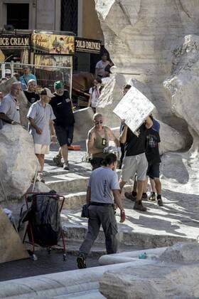 Rome, Trevi Fountain installation fashion show of Fendi  Roma