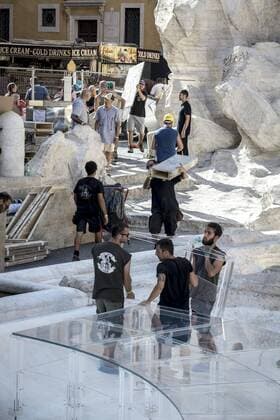 Rome, Trevi Fountain installation fashion show of Fendi  Roma