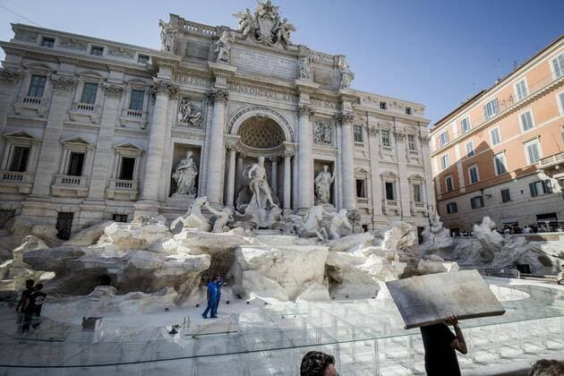 Rome, Trevi Fountain installation fashion show of Fendi  Roma
