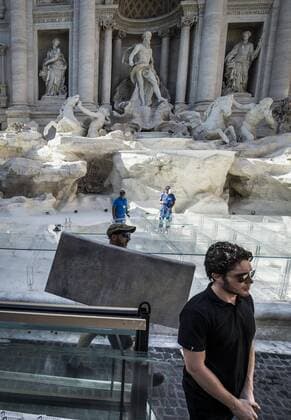 Rome, Trevi Fountain installation fashion show of Fendi  Roma