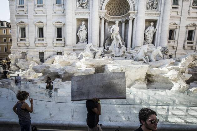 Rome, Trevi Fountain installation fashion show of Fendi  Roma