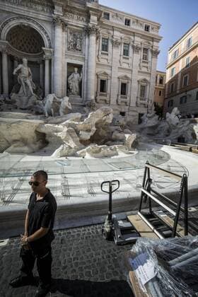 Rome, Trevi Fountain installation fashion show of Fendi  Roma