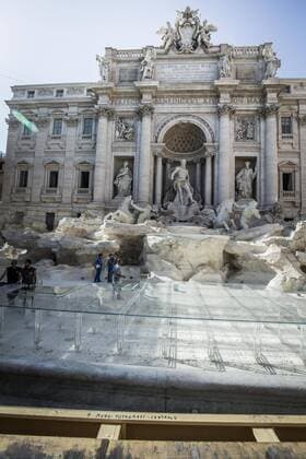 Rome, Trevi Fountain installation fashion show of Fendi  Roma