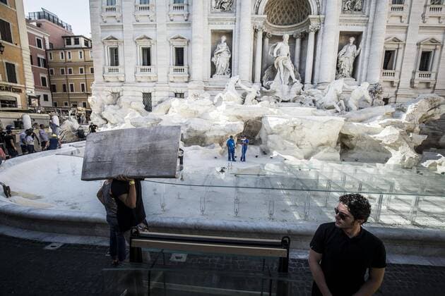 Rome, Trevi Fountain installation fashion show of Fendi  Roma