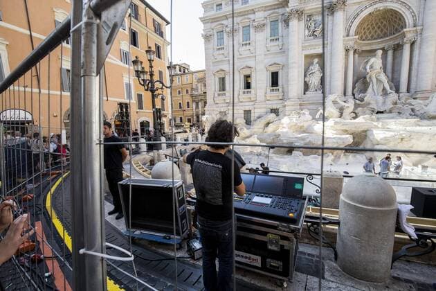 Rome, Trevi Fountain installation fashion show of Fendi  Roma