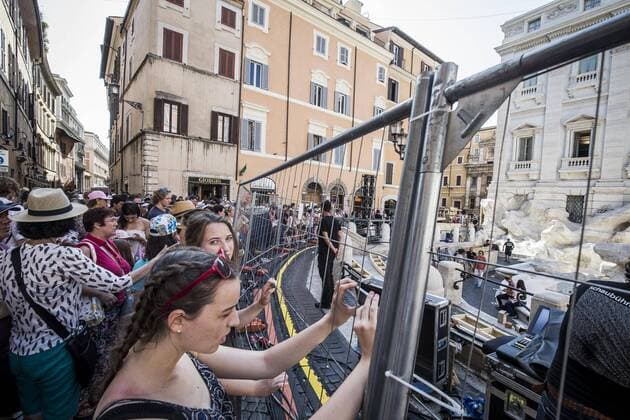 Rome, Trevi Fountain installation fashion show of Fendi  Roma
