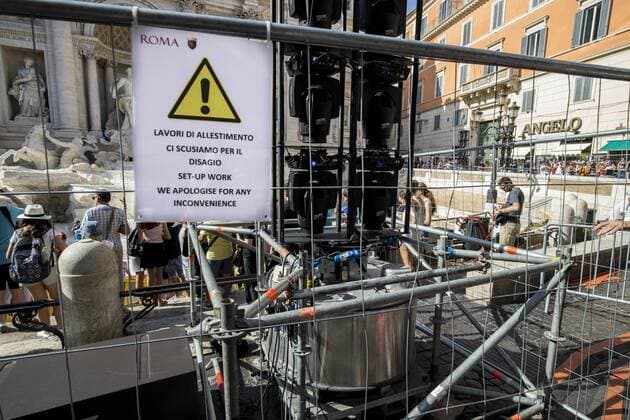 Rome, Trevi Fountain installation fashion show of Fendi  Roma