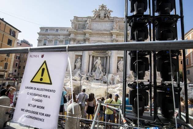 Rome, Trevi Fountain installation fashion show of Fendi  Roma