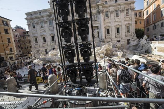 Rome, Trevi Fountain installation fashion show of Fendi  Roma
