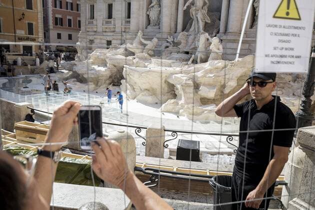 Rome, Trevi Fountain installation fashion show of Fendi  Roma