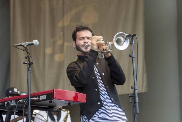 July 6, 2016 - Taste of Chicago, one of Chicago s favorite festivals began on Wednesday July 6th and runs through Sunday, July 10, 2016. Grant Park in the center of the City is lined with food stations where Taste-goers can get a sampling from 39 restaurants. Each night, musicians fill the park with their sound. Featured musicians during the festival include, The Roots, Billy Idol, the Isley Brothers and Sheila E. Pictured: Donnie Trumpet - ZUMAh86_