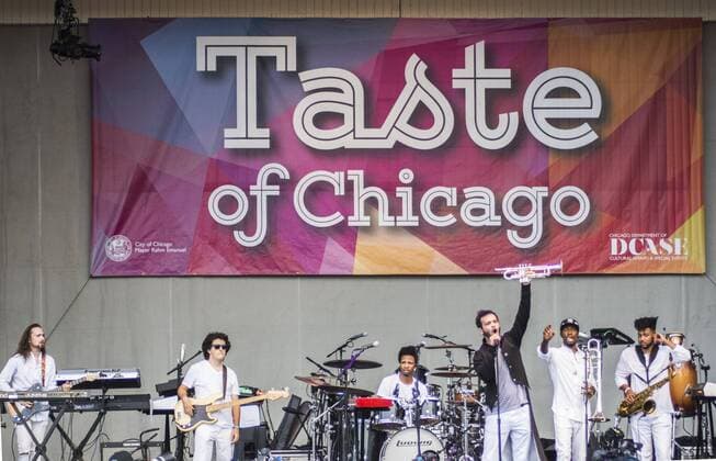 July 6, 2016 - Taste of Chicago, one of Chicago s favorite festivals began on Wednesday July 6th and runs through Sunday, July 10, 2016. Grant Park in the center of the City is lined with food stations where Taste-goers can get a sampling from 39 restaurants. Each night, musicians fill the park with their sound. Featured musicians during the festival include, The Roots, Billy Idol, the Isley Brothers and Sheila E. Pictured: Donnie Trumpet - ZUMAh86_