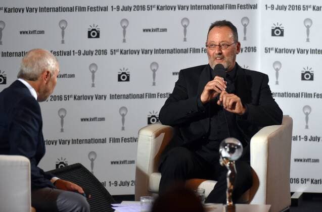 French actor Jean Reno, right, speaks during a talk show of Czech anchorman Marek Eben (left) at the 51st International Film Festival in Karlovy Vary, Czech Republic, July 4, 2015. (CTKxPhoto SlavomirxKubes) CTKPhotoP201607040863101  KBS_0120