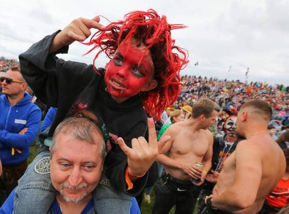 TVER REGION, RUSSIA - JULY 8, 2016: People attend the 16th Nashestvie (Invasion) rock music festival in the village of Bolshoye Zavidovo. Alexander Ryumin TASS  TS02969B