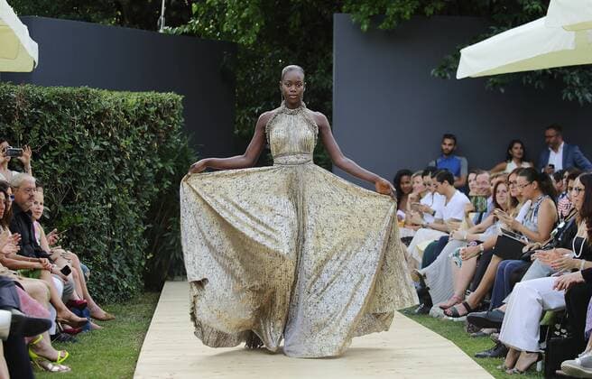 July 9, 2016 - Rome, Italy - Model on the catwalk for the Duch fashion designer ADDY VAN DEN KROMMENACKER at AltaRoma Fashion Week in Rome. Rome Italy - ZUMAi15_