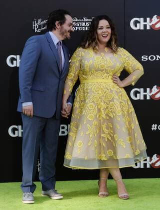 Cast member Melissa McCarthy and her husband, actor Ben Falcone attend the premiere of the motion picture comedy Ghostbusters at TCL Chinese Theatre in the Hollywood section of Los Angeles on July 9, 2016. Storyline: 30 years after Ghostbusters took the world by storm, the beloved franchise makes its long-awaited return. Director Paul Feig brings his fresh take to the supernatural comedy, joined by some of the funniest actors working today.  LAP2016070909 JIMxRUYMEN
