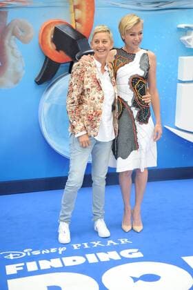 American TV personality Ellen Degeneres and actress wife Portia de Rossi attending the UK Gala Screening of Finding Dory , at London s Odeon Leicester Square. July 10th 2016  TSTx162217