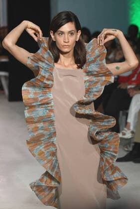 A model presents a creation by Pierre Cardin during a fashion show in Bonnieux, southern France, July 9, 2016. ) FRANCE-FASHION-PIERRE CARDIN LixGenxing 