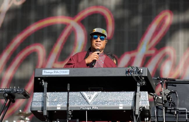 American pop and rock singer-songwriter Stevie Wonder performing live on the Great Oak Stage during the 2016 British Summer Time Festival, held at London s Hyde Park. JULY 10th 2016  DFLx162219