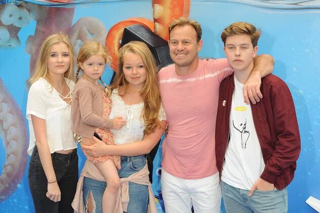 Jason Donovan and children Zach Donovan (R), Jemma Donovan (L) and Molly Donovan attend the UK Gala Screening of Finding Dory at Odeon Leicester Square in London. July 10th 2016  PTYx162212