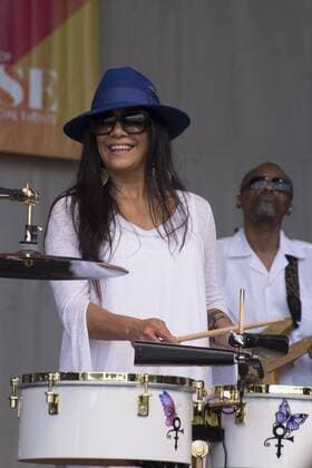 July 10, 2016 - Chicago, IL, USA - Thousands gathered in Grant Park, Chicago on Sunday, July 10th, to see the final concert of the popular Taste of Chicago Festival. Sheila E got the crowd moving to her beat. She later joined the Isley Brothers during their performance. The audience was literally dancing in the aisles as some of the oldies were played. Pictured: Sheila E sitting in during the Isley Brothers performance Chicago USA - ZUMAh86_