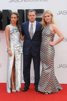 Alicia Vikander, Matt Damon and Julia Stiles attending the European Premiere of Jason Bourne at Odeon Leicester Square, in London. July 11th 2016  PTYx162234