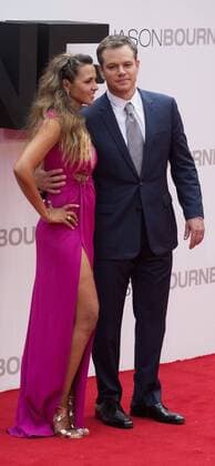 London, UK. 11 July 2016. Actor Matt Damon with wife Luciana Bozan Barroso. Red carpet arrivals for the European Premiere of the Universal movie Jason Bourne (2016) in London s Leicester Square. European Premiere of Jason Bourne, London, UK 